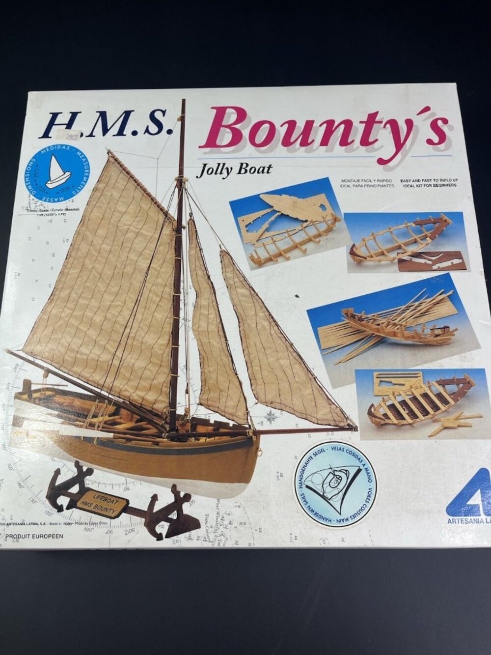 NEW Artesania Latina HMS Bounty Jolly Boat Wood Model Kit Build # 19004 Vtg 2010